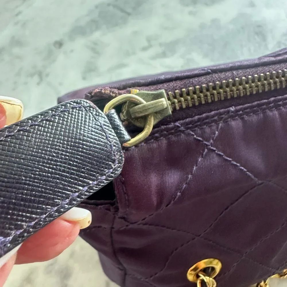 Prada Dark Purple Quilted Shoulder Bag with Chain Straps - Picture 10 of 16